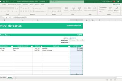 como aplicar excel en el control de gastos del hogar